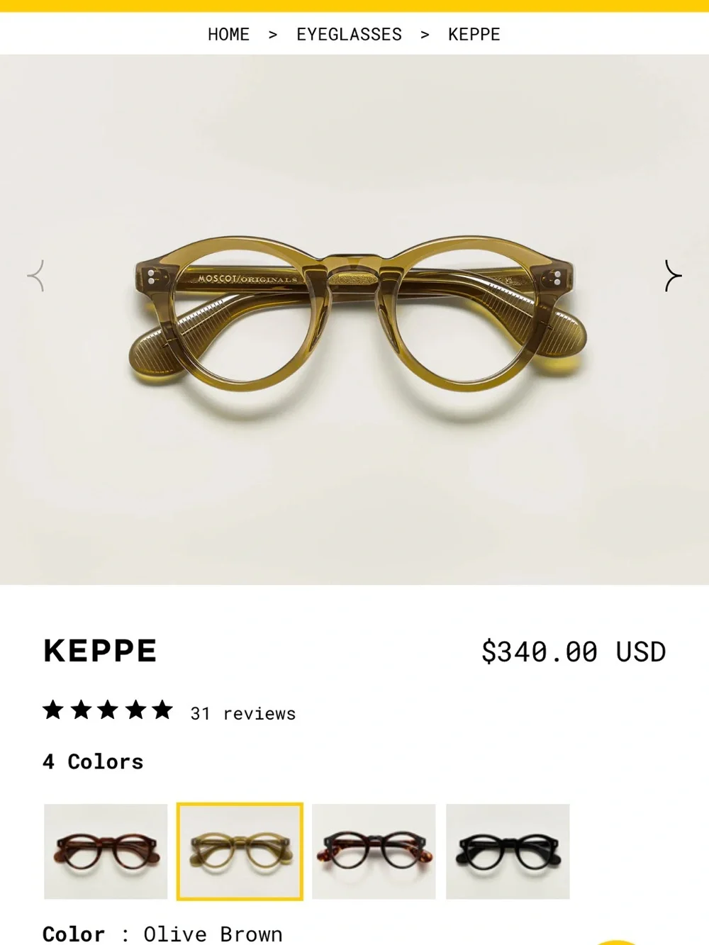 MOSCOT Unisex Keepe Olive brown Frames